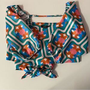 GoodTime USA Retro-Inspired Wrap Crop Top NWT Size S